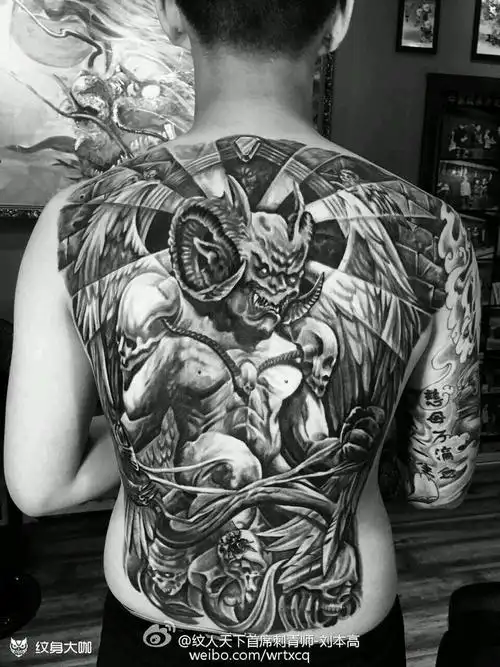 撒旦满背_纹身图案手稿图片_刺客的纹身作品集