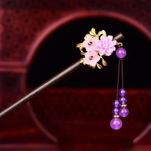 民族风古装盘发簪子发钗头饰汉服饰品配饰古簪女 白色琉璃167