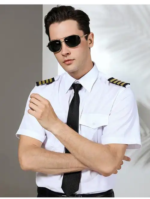 航空服空少长白色衬衫套装机长工作服飞行员保安服装制服男 长(无配饰
