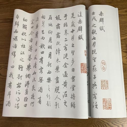 赵孟頫行书前后赤壁赋仿宣纸水写布清水描红临摹字帖长卷 46x360厘米