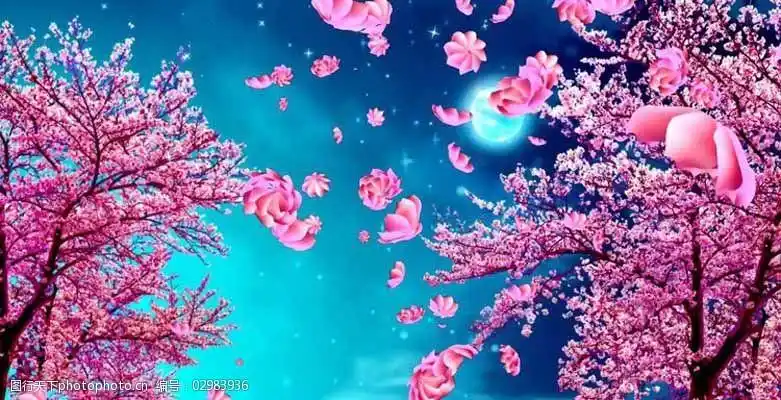 花瓣飘落 三维 唯美 樱花 舞蹈节目背景 视频 动态特效背景视频素材