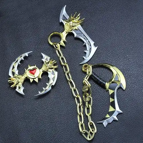 王者游戏百里玄策威尼斯狂欢镰刀铁链兵器 嚣狂之镰合金武器模型