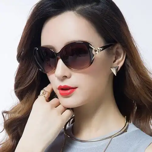 防晒偏光眼镜女明星款太阳镜圆脸太阳眼镜狐狸头墨镜女防紫外线
