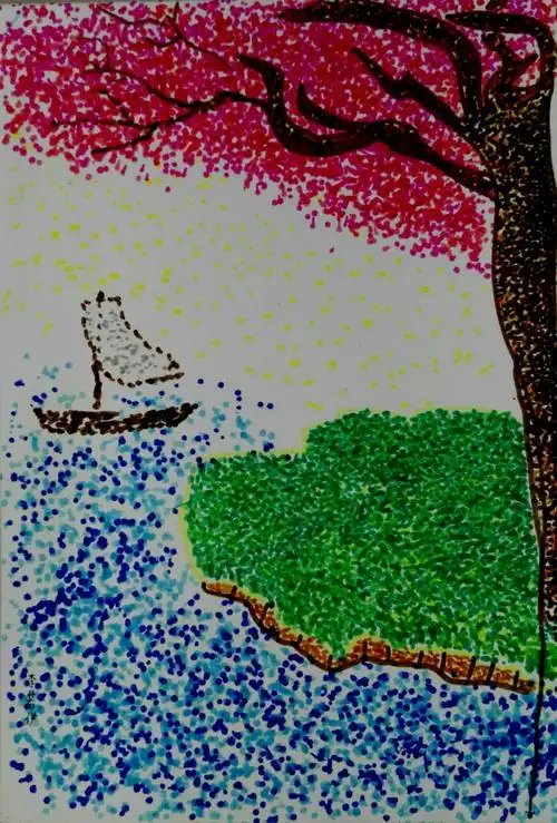 红墨美术教育小画家微展一一向大师学习(修拉的点彩画法)