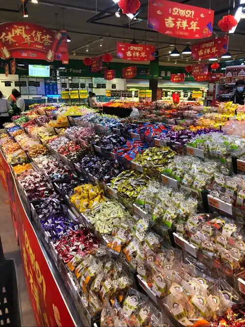 奓山店休闲食品散装陈列图片