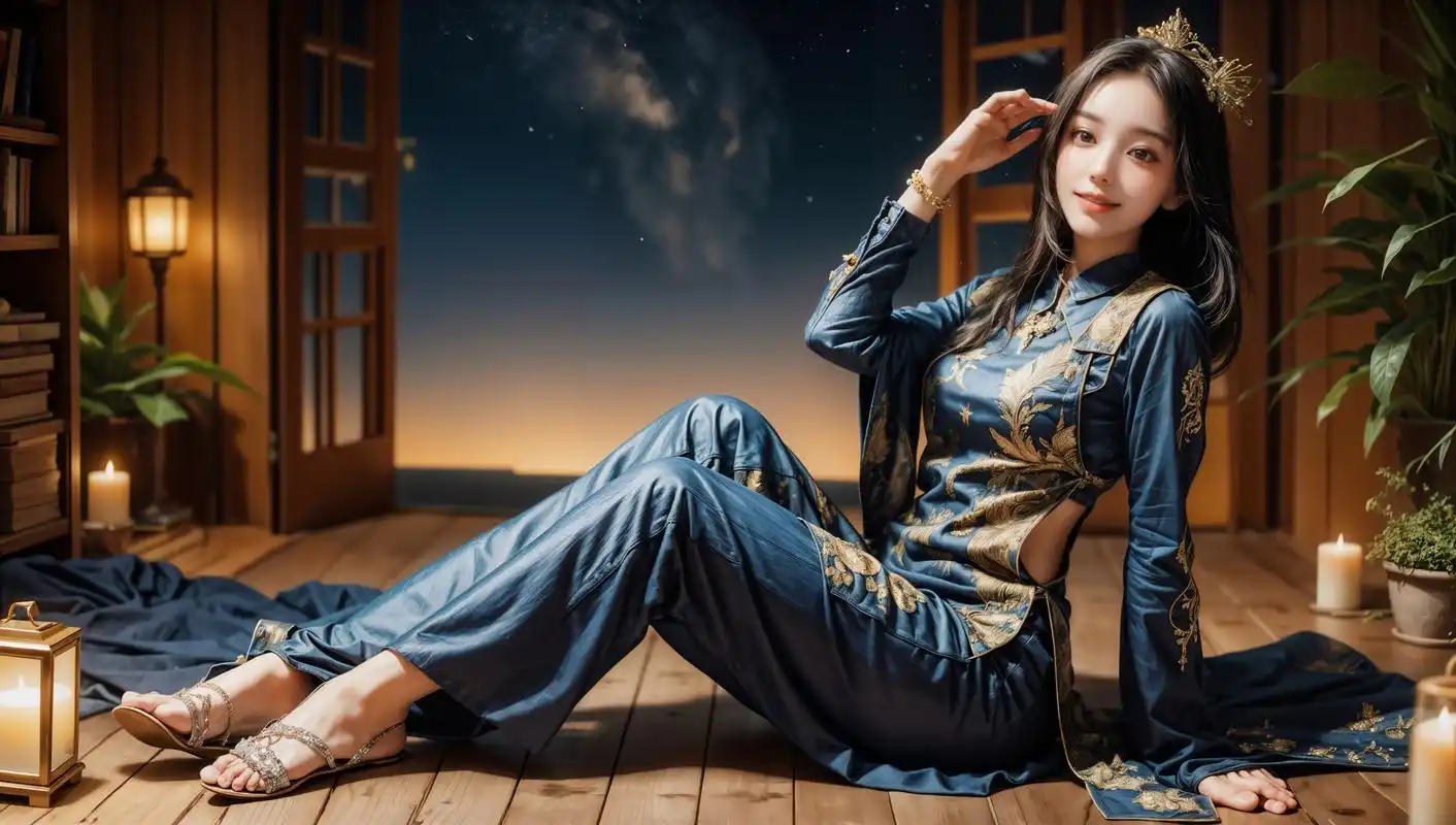 #ai绘画# #ai美女# #美女# #ai绘画美女写真# #桌面壁纸#	画面中一位