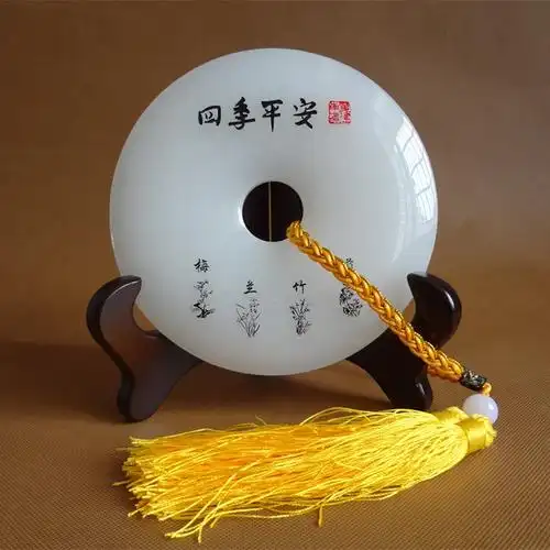 琉璃玉四季平安平安扣风水摆件 高档家居装饰摆设 镇宅送礼工艺品