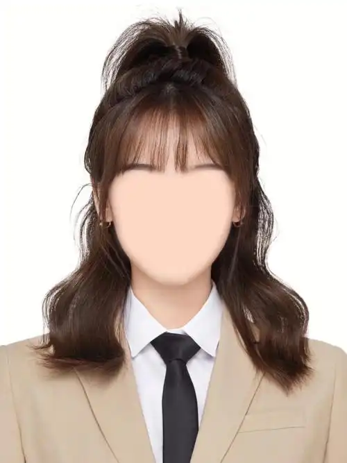 女大学生韩系证件照换模版换服装换底色