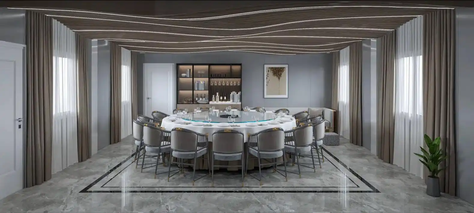 餐厅包间设计效果图案例分享.#效果图 #室内设计 #包间布置 - 抖音