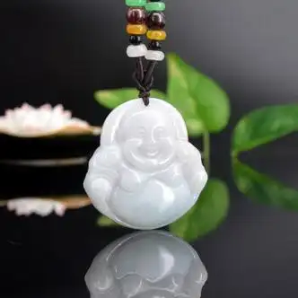 a货翡翠弥勒佛挂坠a玉佛吊坠女款双面佛挂件毛衣链笑 1号【图片 价格