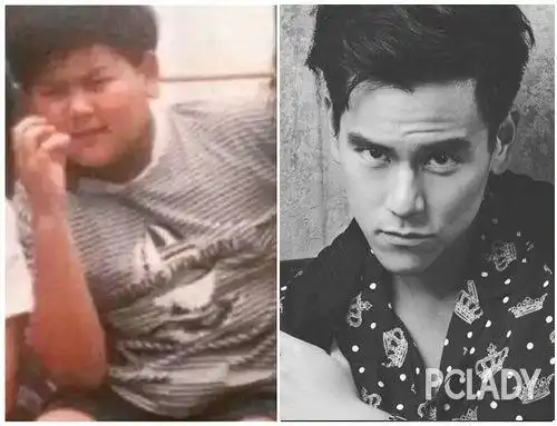 你没看错,左图这个五官拧在一起的小胖子就是万人迷彭于晏的小时候啦.