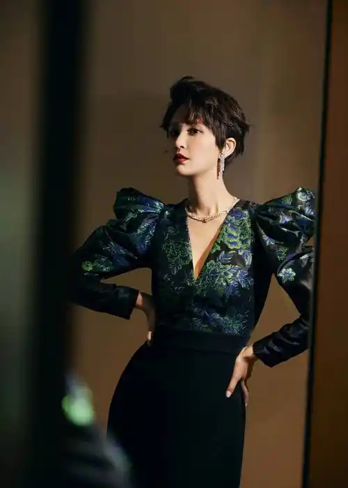 张歆艺亮相北京国际电影节开幕式深v刺绣暗纹长裙明艳照人