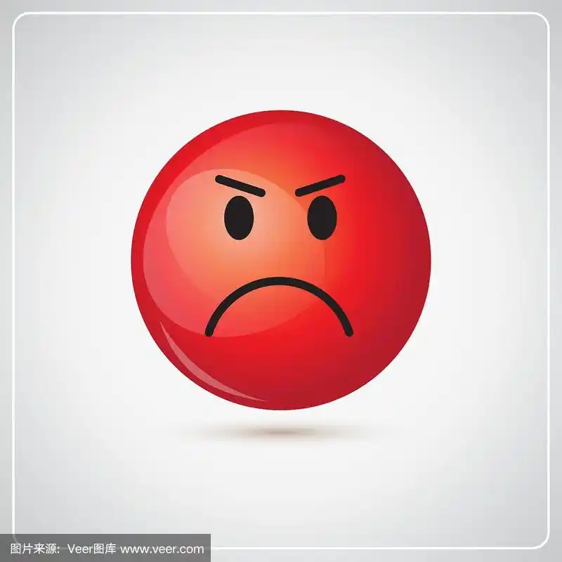 红色卡通脸愤怒的人情绪图标