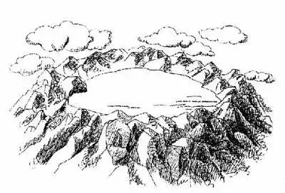 长白山的瀑布和温泉简笔画