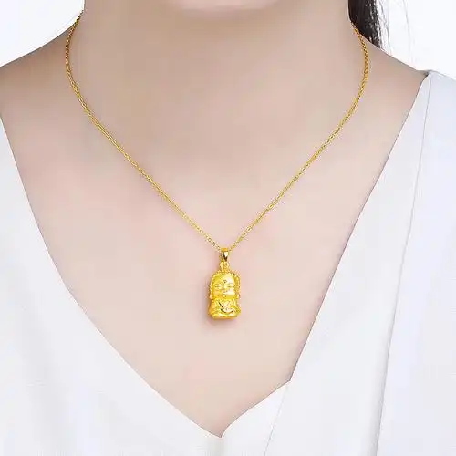 周六福zhouliufu3d硬金黄金吊坠足金宝宝佛吊坠项坠挂件定价婴儿