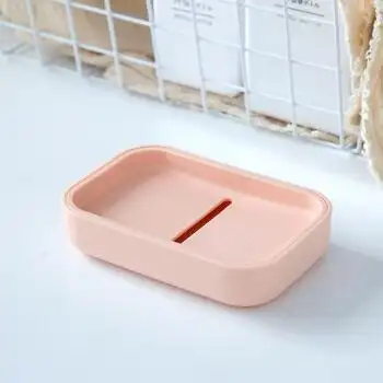 浴室可爱带盖塑料肥皂盒家用沥水简约香皂置物盒卫生间创意皂碟粉橙色