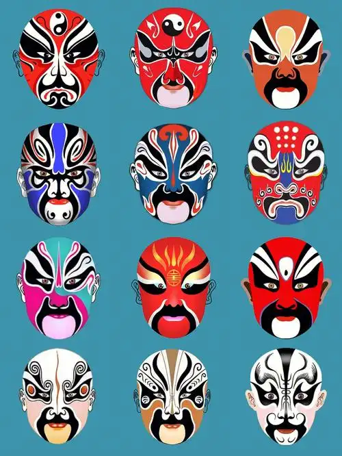 48款脸谱素材国粹脸谱绘画国潮免抠素材