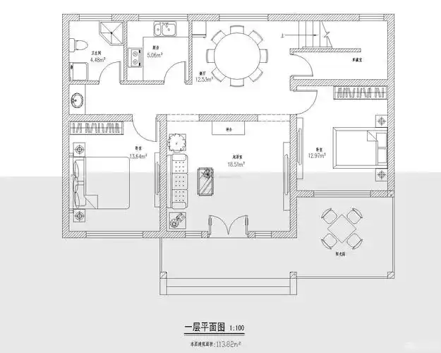 北方农村房屋一层平面图
