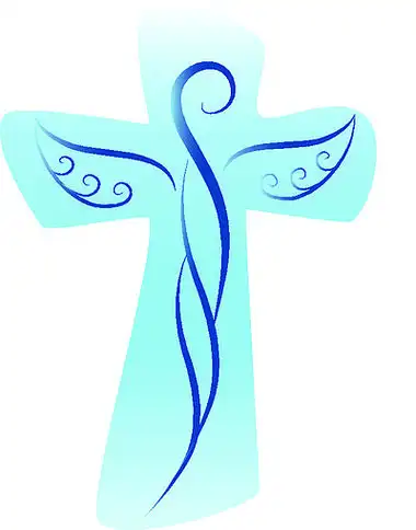 矢量基督教十字架与守护天使