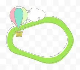 卡通手绘热气球绿色边框