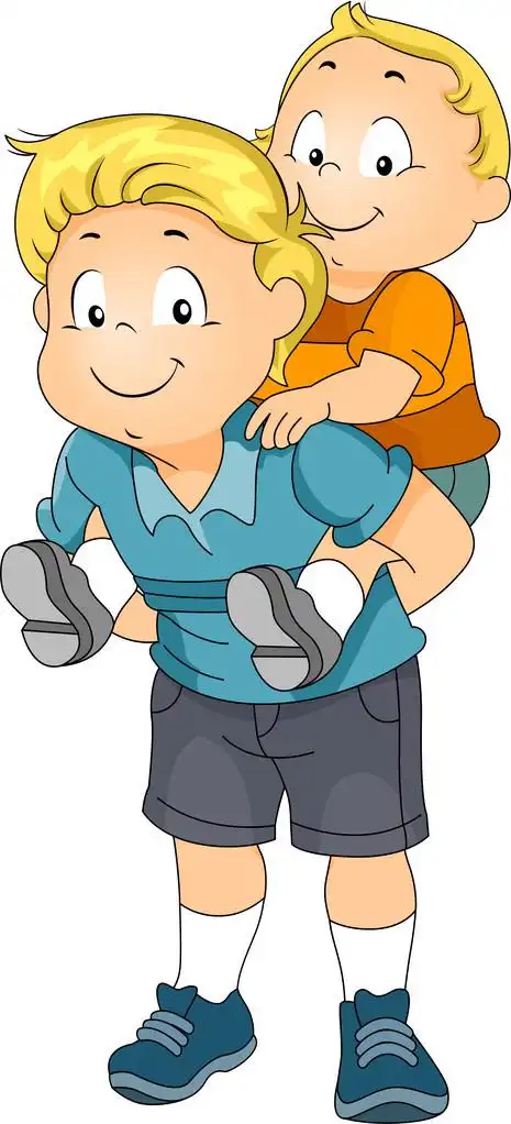 背驮式的兄弟姐妹,给他的弟弟骑的大哥哥的插图