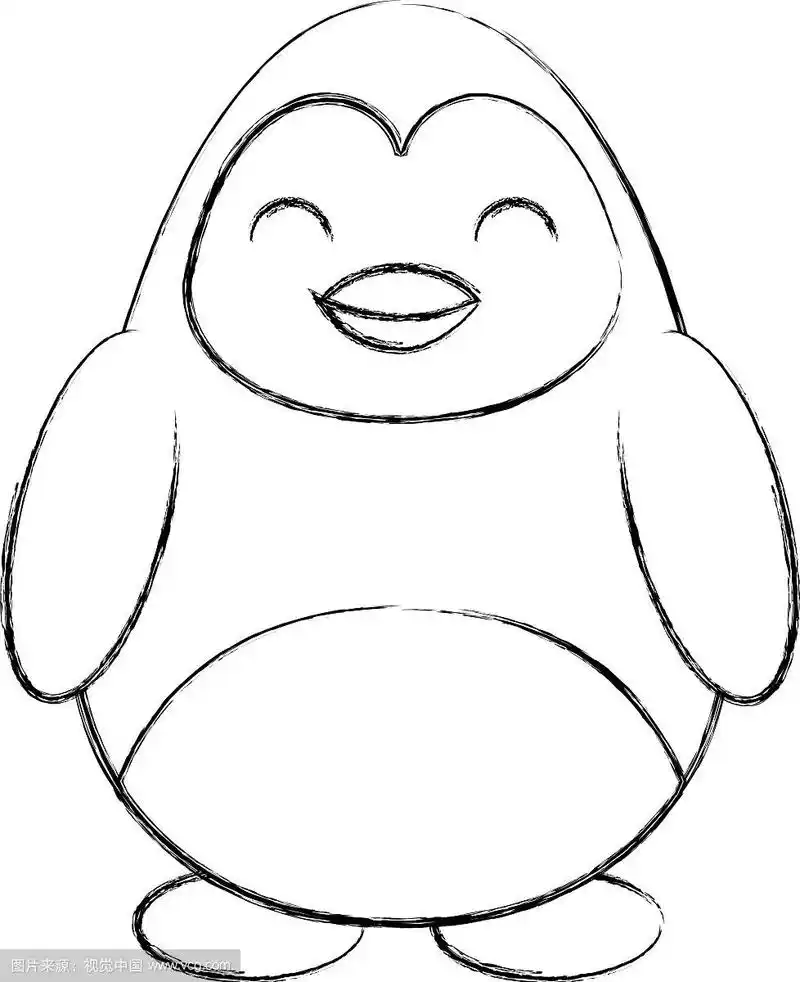 可爱的素描画企鹅卡通