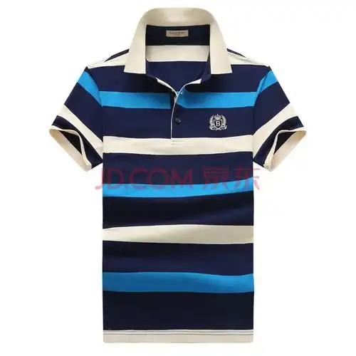 圣比鹰男t恤 简约品牌条纹短袖polo衫 夏季新款翻领商务休闲m-xxxxl