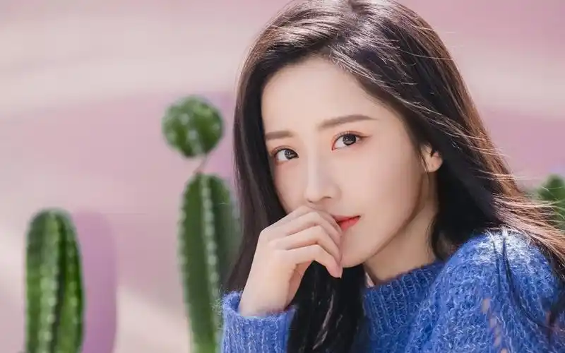 王艺瑾蓝色毛衣写真桌面壁纸