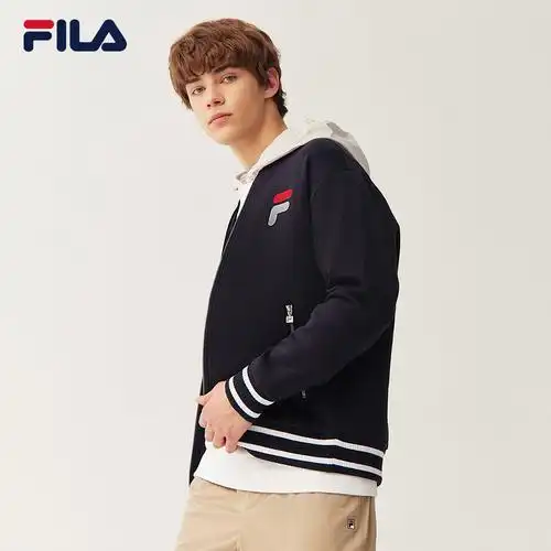 fila斐乐男士针织外套2021年春季新款休闲运动小熊运动茄克