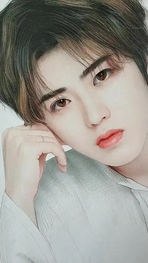 彩铅手绘画蔡徐坤,坤坤好帅-度小视