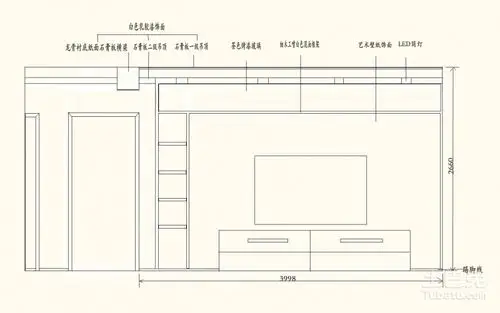 电视机背景墙立面图要怎么看