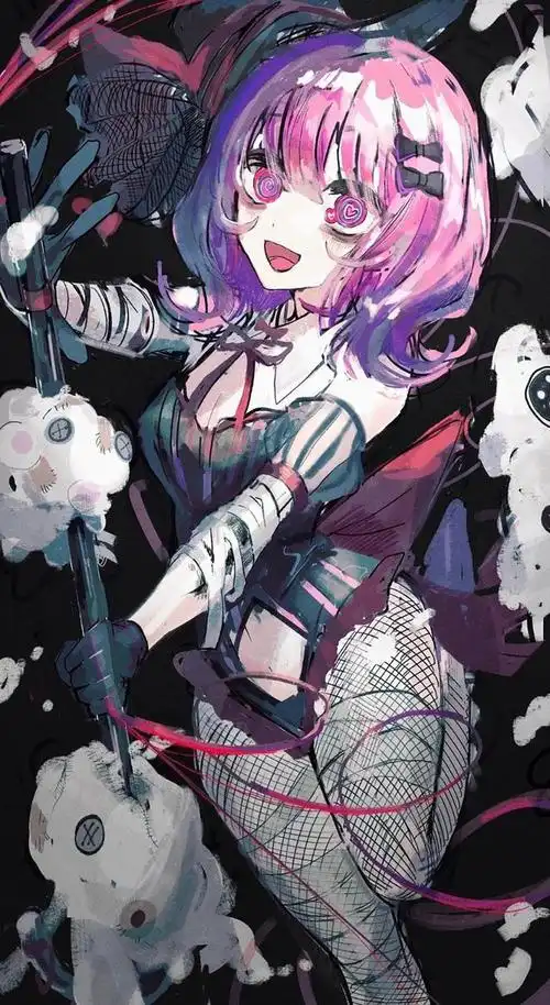 充满压抑感的二次元人物插画人物带了阴郁病娇的魅惑特质