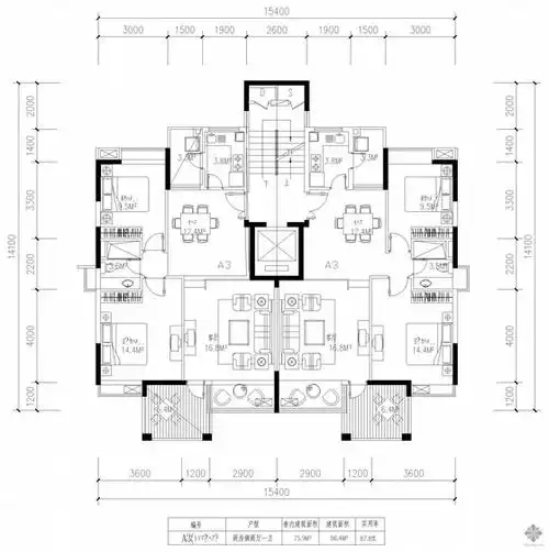 [资料] 板式高层一梯两户户型图(86/86)