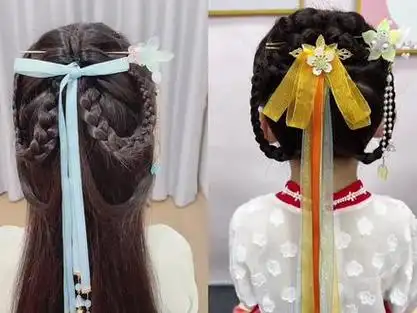中长发女儿古风发簪发型#骗你生女儿 #儿童编发 #编发教程 @抖音小