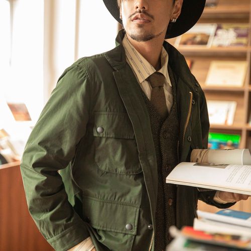 红风 春季四袋立领无蜡风衣男 美式复古菌工装外套夹克 复刻bbr