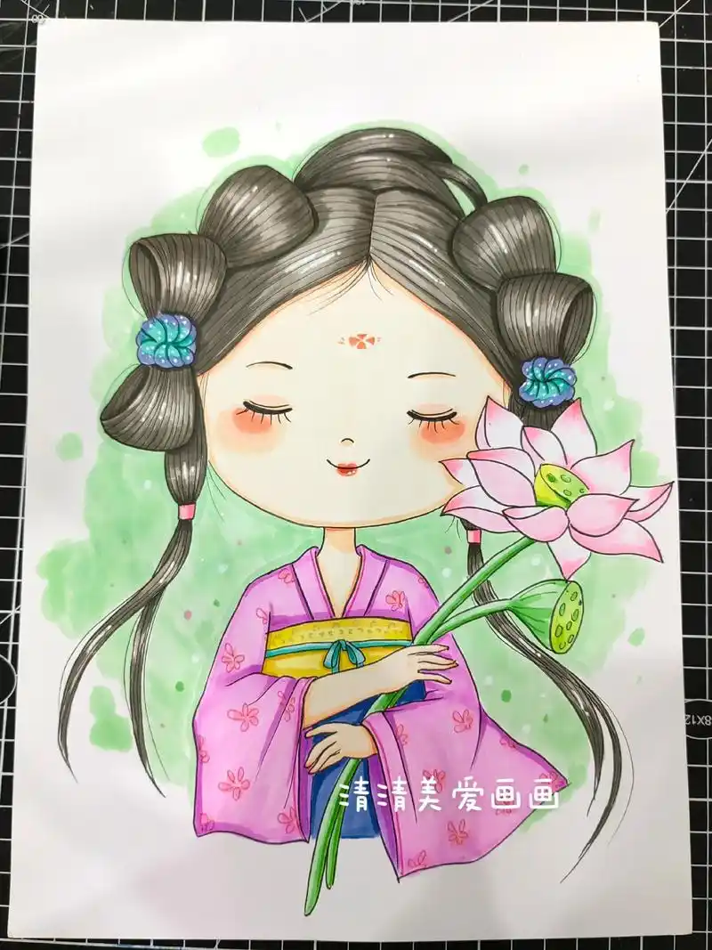 马克笔手绘古风人物头像.#画画 #马克笔手绘 #古风美人 临 - 抖音