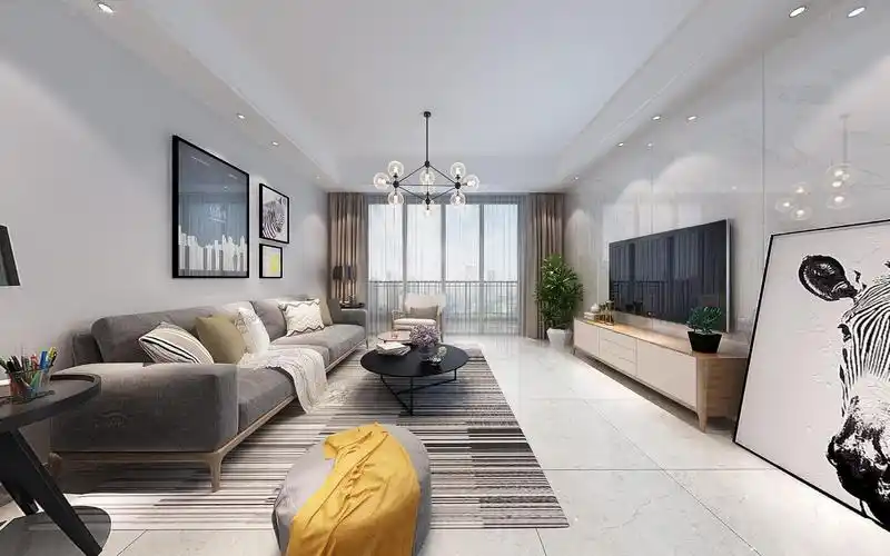 100平米普通户型现代简约家装装修图片设计-合肥齐装网装修效果图