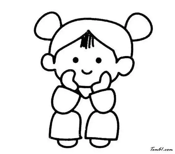 儿童人物趴着简笔画