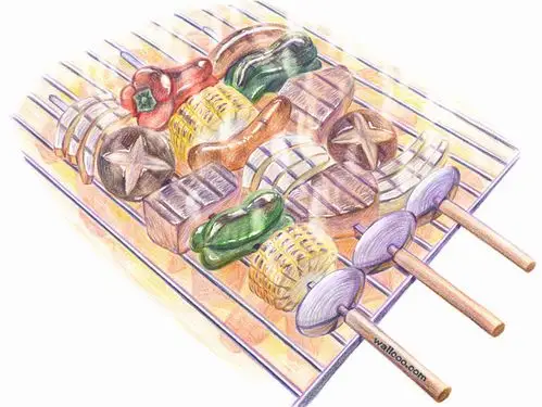 彩铅手绘 烧烤
