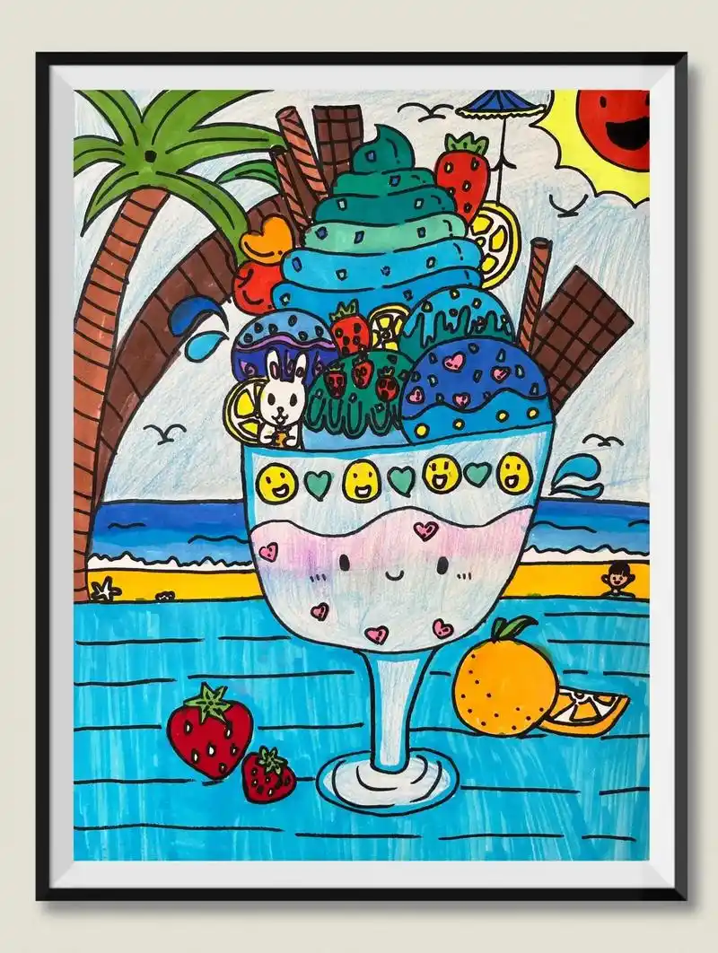 清凉一夏#儿童画 #儿童绘画作品 - 抖音