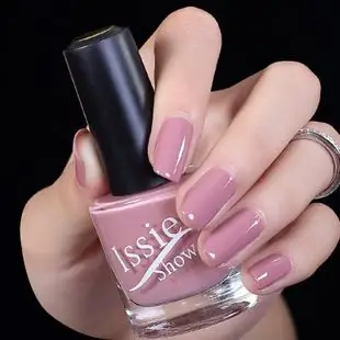 指甲油 纯色浅紫粉红灰玫不掉色 issieshow环保指甲油持久快干糖果色