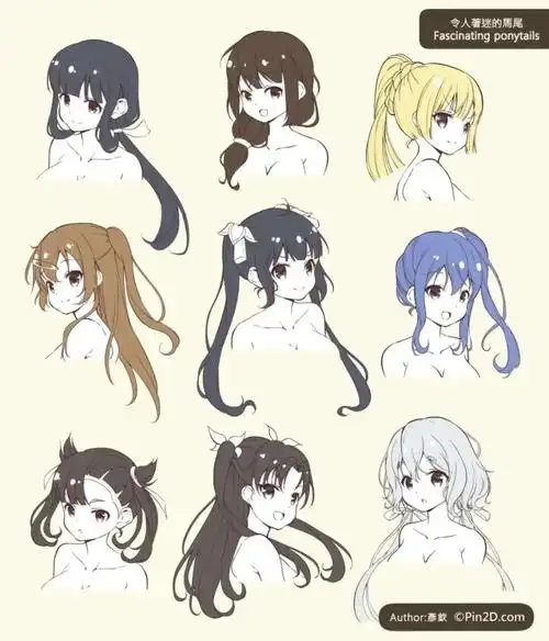 【画画素材】动漫人物头发画法教.