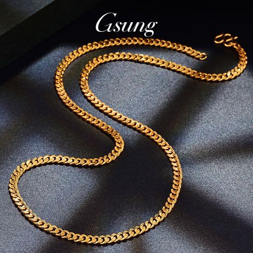 gsung黄金项链男新款足金999男款古巴项链5g工艺亮晶金项链 80克左右