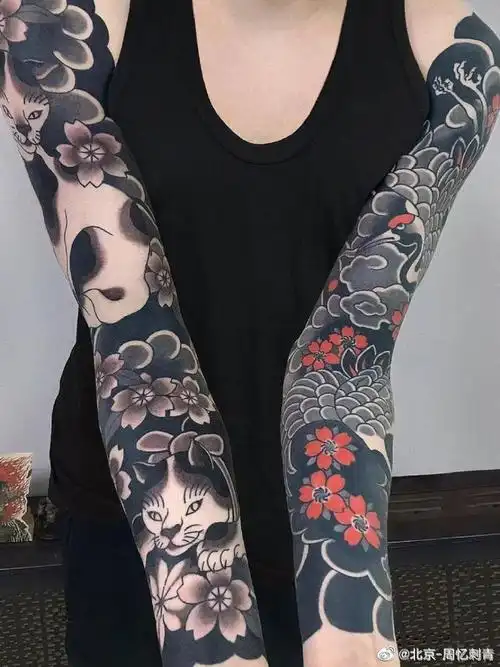今日纹身图案分享传统花臂纹身#纹身分享##纹身设计##北京纹身店