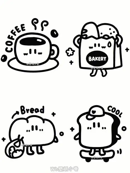 原创简笔画黑白线条简笔画头像背景图