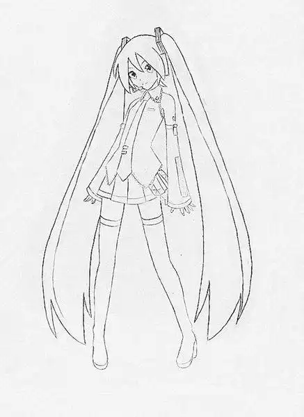 未来简笔画画法初音怎么画初音简笔画漂亮初音未来简笔画怎么画最简单