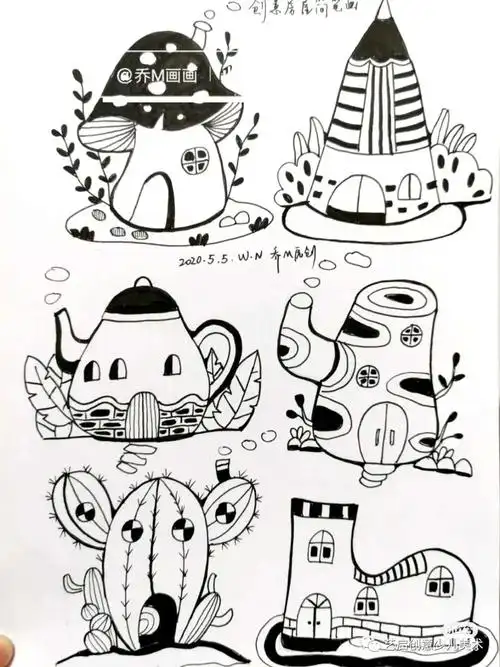 简笔画素材|黑白线条这样玩,会不会太美了!