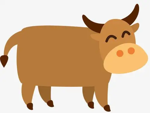 矢量浅黄色卡通家畜黄牛