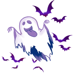 可商用万圣节手绘卡通可爱鬼魂幽灵蝙蝠