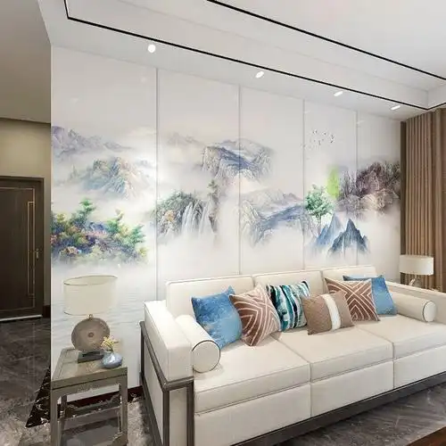 新中式拼接竹木纤维电视背景墙集成墙板客厅大气护墙板快装3d高光